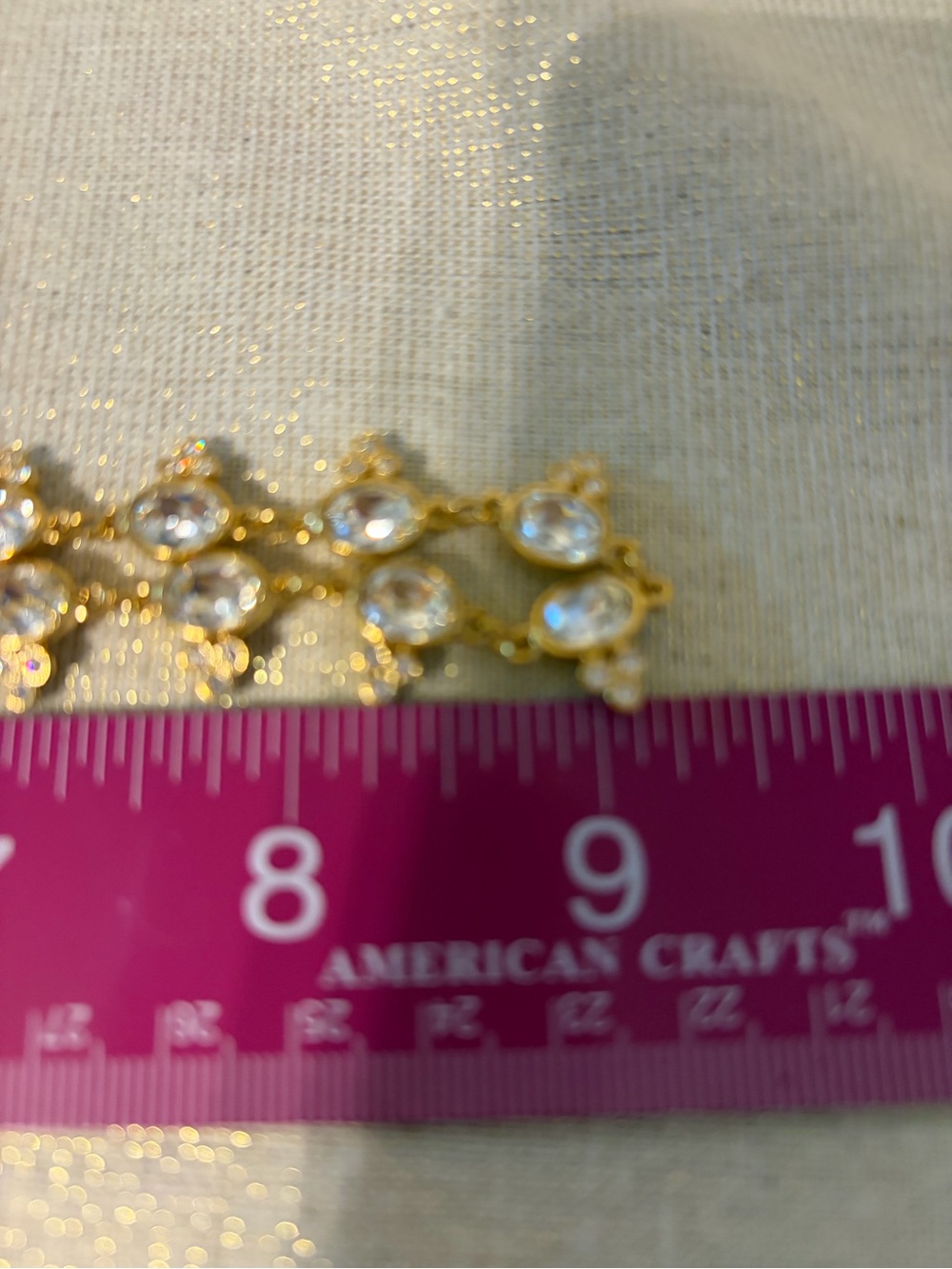 Vintage Swarovski Gold Clear Crystal Trefoil Station Link Necklace - Picture 4 of 9